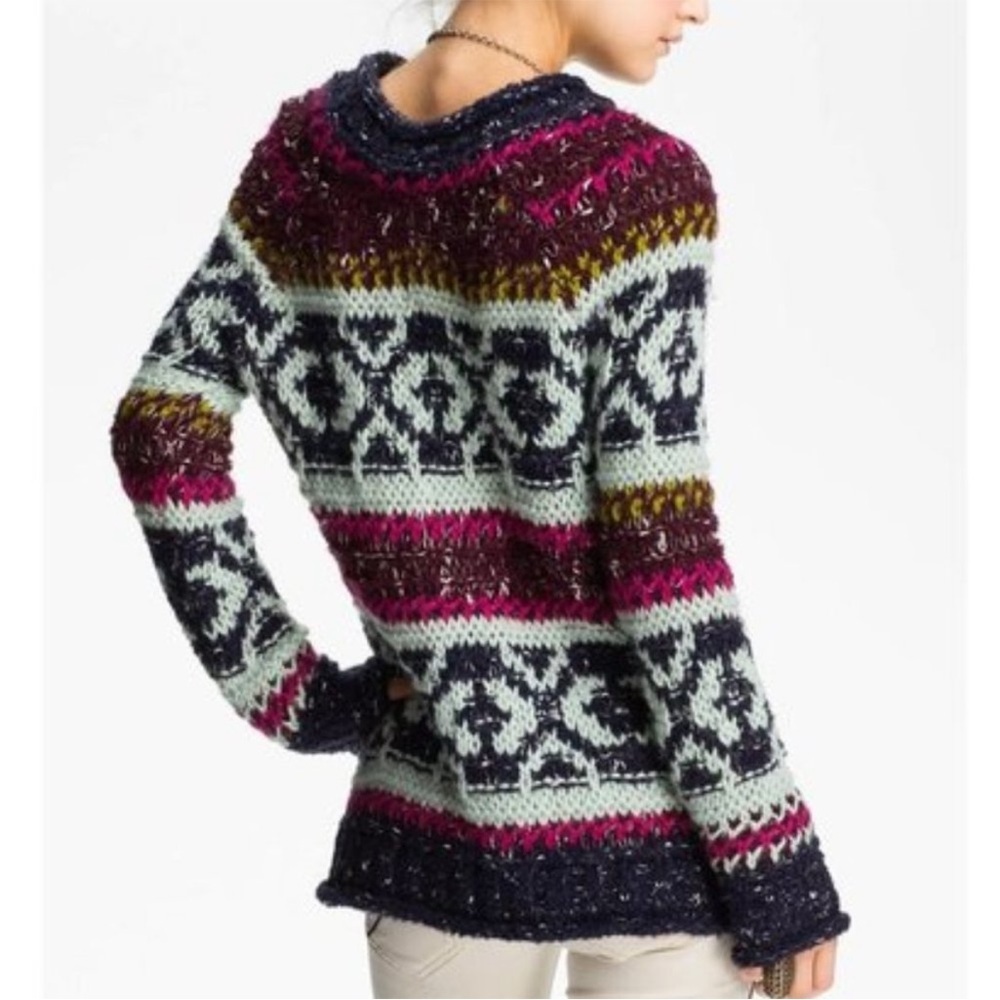 FREE PEOPLE Silver Reed Fair Aisle Sweater size small - Picture 2 of 11